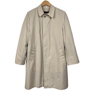 VTG Koratron Borg Fabrics Lined Tan Trench Coat Sz 38R